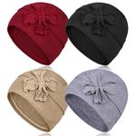 DACKRITO 4 Pieces Cotton Chemo Turbans Headwear Beanie for Women, Chemo Caps with Floral for Cancer Patient Hair Loss, Group-1, One Size