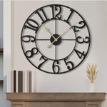 1st owned Wall Clock 24 Inch Round Large Indoor Wall Clocks Battery Operated Silent Non Ticking, Farmhouse Vintage Decorative Analog Metal Clock for Living Room, Kitchen, Bedroom Decor