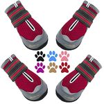 QUMY Dog Boots for Hot Pavement Shoes for Dogs Summer Heat Resistant Booties Mesh Breathable Nonslip with Reflective Straps (Red-4PCS, Size 8: 3.0''x3.3(Width*Length))