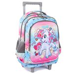 seastig Rolling Backpack for Kids Wheeled Backpack 18 inch Double Handle Backpack with Wheels Kids Luggage Bag, Little Unicorn, 18 inch, Kids Rolling Backpack