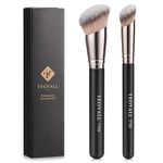 TEOYALL Foundation Contour Brush Set, 2PCS Angled Synthetic Kabuki Brush for Blending Setting Concealing Buffing with Liquid, Cream and Powder Cosmetic