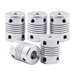 Saiper 5pcs Flexible Couplings 6mm to 8mm Aluminum Alloy Joint Connector Compatible with NEMA 17 Stepper Motors, RepRap 3D Printer or CNC Machine, 3D Printer Accessories