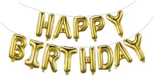 Gold Happy Birthday Balloons Banner