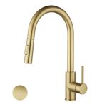 Havin Brushed Gold Single Hole Sink Faucet,High Arc Stainless Steel Pull Down Kitchen Sink Faucet, Fit for Single Hole Bar Sink,Farmhouse or Kitchen Sink use HV501G