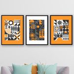 NoWorries Attractive geometrics modern art wall decor framed art prints, Paintings for living room, bedroom and office (Theme-Minimalist) (13x19inch, set of 3)