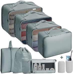 Jsdoin Cubos de embalaje para maleta, 9 PCS organizadores de equipaje de viaje para mochila, bolsa de artículos esenciales de viaje impermeable, accesorios de viaje (Gris)