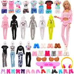 27 Pcs Doll Clothes & Accesories 2 Sport Suits 6 Outfits Tops Pants Short 5 Sneakers 10 Shoes 4 Accessories(Doll NOT Include)