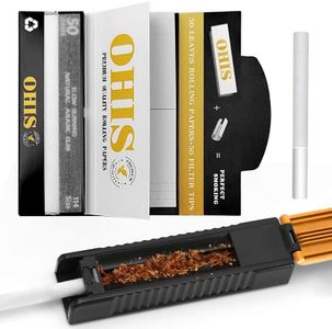 10 Premium Slim Long Paper + Tips, 10 Booklets a Sheet + 32 Tips Cigarette Papers, Tamping Machine, Yellow (10 x 32/32)