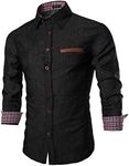 COOFANDY Mens Shirt Casual Dress Button Down Denim Work Type 01 - Black 4X-Large Long Sleeve