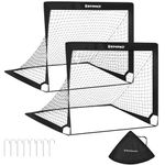 SONGMICS Kids Soccer Goals for Backyard, 4x3 ft Portable Soccer Nets Training Equipment, Toddler Soccer Goal with Carrying Bag, for Field, Black USZQ122B02
