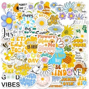 50 Pcs Beautiful Stickers Aesthetic Waterprof Vinyl Sticker Packs for Laptop Water Bottle Kindle Adults Kids Teens Girls Boys Sun Flowers