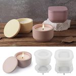 2 Sizes Candle Jar Molds, Silicone Concrete Molds for Candle Holder with Lids, Candles Resin Mould Epoxy Resin Casting Molds DIY for Candle Making Supplies Scented Candles Soaps Making(Style C)