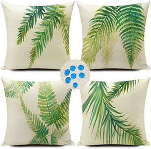 HUASHUZI Green Outdoor Pillow Covers Leaf Plant Throw Pillow Case Outdoor Waterproof Tropical Garden Cushions 18x18 Inch Set of 4 Patio Furniture Pillows Decorative for Home Sofa Couch