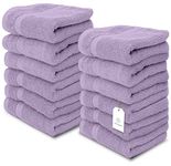 White Classic Luxury Washcloths for Bathroom-Hotel-Spa-Kitchen-Set - Circlet Egyptian Cotton - Highly Absorbent Hotel Quality Face Towels - Bulk Set of 12-13x13 Inch (Lavender)