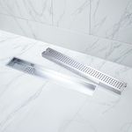 LIPKA Palo Shower Drain Channel | 40 × 4 Inches | 304 Stainless Steel Shower Water Drain Channel | Floor Drain with Cockroach Trap, Side Hole with Collar