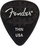 Fender Wavelength Guitar Picks 351 Shape, Black, Thin, 6-Pack