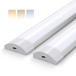 Barrina LED Batten Light 113cm, 36W 3750lm, 3000K/4000K/6500K Color Changeable, LED Tube Lights for Kitchen Office Garage Workshop Lighting, Ceiling Fluorescent Strip Light, 2 Packs