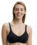 Jockey 1250 Women's Wirefree Non Padded Super Combed Cotton Elastane Stretch Full Coverage Everyday Bra with Contoured Shaper Panel and Adjustable Straps_Black_36D