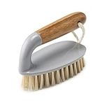 Addis Floor and Tile Scrub Brush Iron Style with Natural Bamboo Handle, Grey & Natural, Grey/Wood, 13 x 5 x 6.5 cm 517671