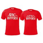 Hangout Hub Cotton Sibling Tshirts for Brothers | Family Kids Boy's Printed Big Brother Little Brother (Red;Big Bro 10-12 Yrs, Lit Bro 6-8 Yrs) Matching Twinning Tees (Pack of 2)