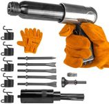 BAUSATZ Air hammer Heavy Duty 220mm long barrel air chisel kit with 5pcs chisels Needle Scaler Attachment with 19pcs Needles，5000BPM air chisel for shoveling and cutting (JBCXJ01)