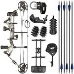 ZSHJGJR Archery Compound Bow Kit Set Bow and arrows Set 30-60lbs Adjustable Archery Hunting Compound bow kit for adult Beginners Compoundbow Hunting and Target Shooting Outdoor (Camo - Set 2)