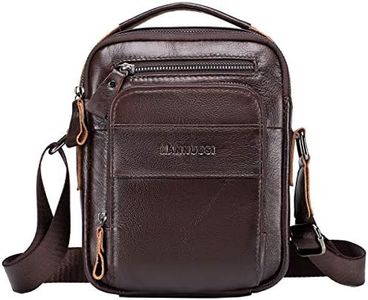 MANNUOSI Shoppers y bolsos de hombro piel autentica Bolsos para hombre vintage Business Bolsos de mano casual Bolsos cruzados multifuncional Bolsos marrón