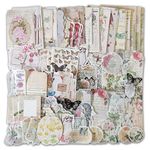 260 Pieces Vintage scrapbook supplies scrapbooking kit, decorative paper Nature Retro Paper Stickers Collection for Journal DIY Arts Crafts Album Bullet Journals Planners (Flowers)