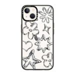 CASETiFY Compact iPhone 14 Case [2X Military Grade Drop Tested / 4ft Drop Protection] - Chrome Doodles - Clear Black