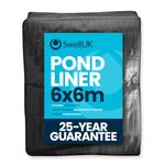Swell UK 6m x 6m Pond Liner | 25 Year Guarantee | HDPE | UV Resistant | Garden Fish Ponds