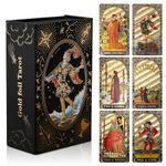 KIINO 78Black Gold Tarot Cards with Guide Book Tarot Deck PVC Thick Tarot Cards for Beginners Tarot Durable Waterproof Wrinkle Resistant