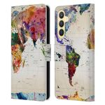 Head Case Designs Officially Licensed Mark Ashkenazi Map Of The World Pop Culture Leather Book Wallet Case Cover Compatible With Samsung Galaxy S23 FE 5G