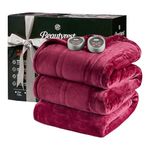Beautyrest Solid Microlight/Berber Heated Blanket, King, Garnet