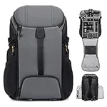 TARION Camera Backpack Large Camera Bag with Dual-Side Opening 15.6" Laptop Compartment Waterproof Raincover Outdoor Photography Hiking Travel Professional Photography Backpack Bag Grey HX-L