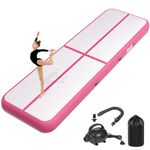 Inflatable Gymnastics Mat, Air Track Tumbling Mat 10ft Tumble Track, Tumbling Mat Tapis Gymnastique with Electric Air Pump for Kids Adults Home Outdoor Training 10ft*3.3ft*4in/Pink