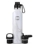 IRON °FLASK Sports Water Bottle - 710 ml, 3 Lids (Spout Lid), Vacuum Insulated Stainless Steel, Hot Cold, Double Walled, Thermo Mug, Standard Metal Canteen (Carrara Marble)