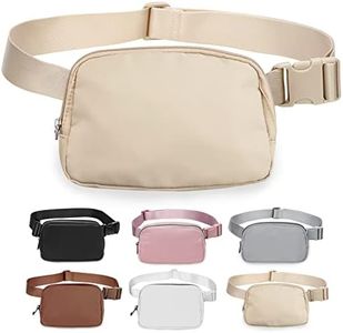 Belt Bag for Women Fanny Pack Dupes, Bomvabe Fashion Crossbody Lulu Waist Pack Lemen Bag with Adjustable Strap, Everywhere Belt Bag for Travel Outdoors Running Hiking (Beige)