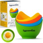 Eggssentials Silicone Egg Poacher Cups, Nonstick Poached Egg Maker for Microwave, Stovetop, Air Fryer & Baking, BPA Free Egg Poaching Cups 4 Pack