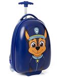 Paw Patrol Chase Kids Suitcase | Navy Blue Cabin Bag for Boys | Carry On Trolley with Extendable Handle | Police Dog Cop Small Hard Cover Holiday Case | Fun Travel Merchandise Gift for Children
