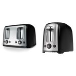 BLACK+DECKER Toaster 4 Slice, Classic Oval, Black with Stainless Steel Accents, TR1478BD & Black+Decker 2-Slice Extra Wide Slot Toaster, Classic Oval, Black with Stainless Steel Accents, TR1278B