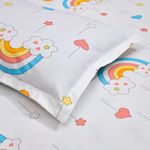 haus & kinder 100% Cotton Kids Bedsheet for Single Bed, 1 Single Bedsheet Cotton (88 x 57 Inches) with 1 Pillow Cover| 186 TC Trendy Prints (Cream)