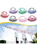 AADYA ALLEY Mala Eka Cloth Drying Rope with Hooks - Elastic Hanging Rope for Travel, Home, and Outdoor Drying - Includes 12 Clips-Kapde Sukhane ki Rassi Wire - Pack of 1- Multicolour (1)