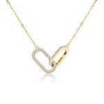 LOLIAS 14K Gold Pendant Necklace for Women Paperclip Interlocking Choker Necklaces CZ Necklaces for Women Silver Infinity Pendant Necklace Oval Necklaces Eternity Jewelry for Women Girls