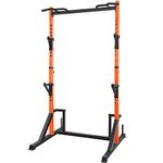 CANPA Multifunction Power Rack with Pull up Bar, Heavy Capacity and Adjustable Squat Stand Rack for Home Gym Equipment, Power Rack Cage (Orange)