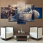 Wall Pictures for Living Room Old Film Projector Paintings Vintage Movies Chalkboard Artwork Filme projector Wall Art 5 Panel Prints on Canvas House Decor Framed Giclee Ready to Hang(60''Wx 32''H)