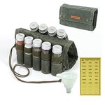 MONGPIENS Camping Spice kit with 9 spice Jar,rope,Spice Labels Sticker,Silicone Collapsible Funnel, Canvas Travel Seasoning container, portable spice bag for travel (MILITARY GREEN)