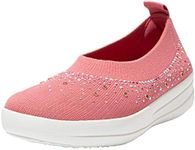 FitFlop Women's Uberknit Ombre Crystal Ballerina Ballet Flat, Deep Pink - 6.5 M US