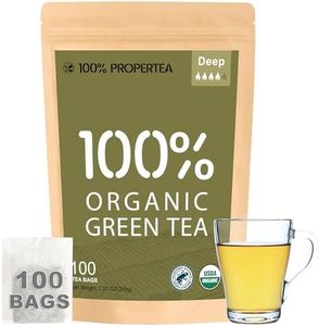 100% Propertea Organic Green Tea Bags,100 Count Eco-Friendly Tea Bags,Hot or Iced,Unsweetened,Caffeinated, Rich in Antioxidants, Resealable Pouch, Deep Taste