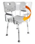 MOBB Premium Bathroom Swivel Shower Chair 3.0, Bath Bench with Back, 360 Degree Rotating Seat with Locking Mechanism, Padded Armrests, Height Adjustable, 300 lbs Weight Capacity