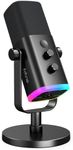 Fifine XLR/USB Dynamic Podcasting Microphone, Gaming Studio Computer PC Mic with RGB, Mute Button, Headphones Jack, Desktop Stand for Streaming Recording Vocal VoiceOver YouTube Singing-AM8